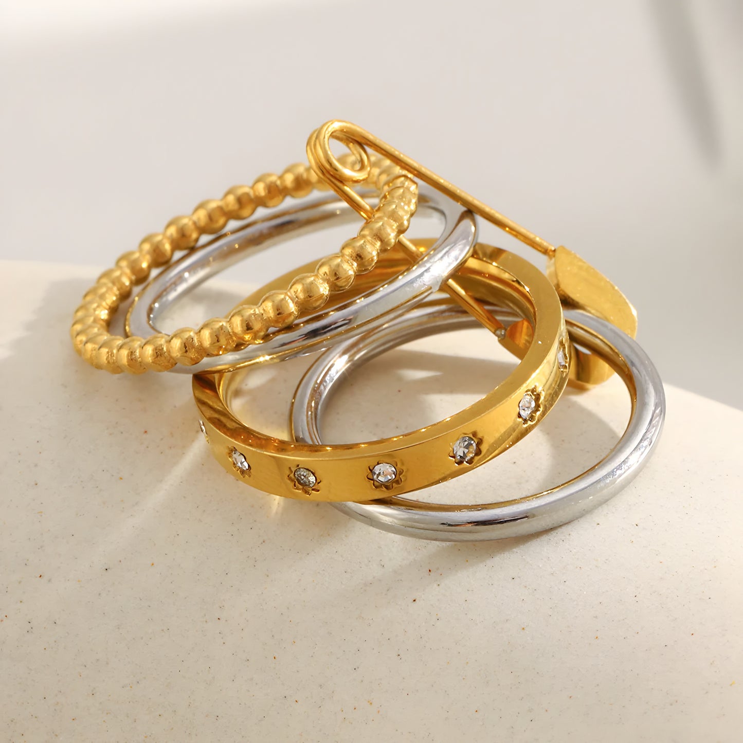 Chloe pin-stack ring