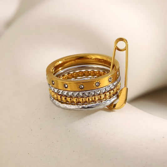 Chloe pin-stack ring