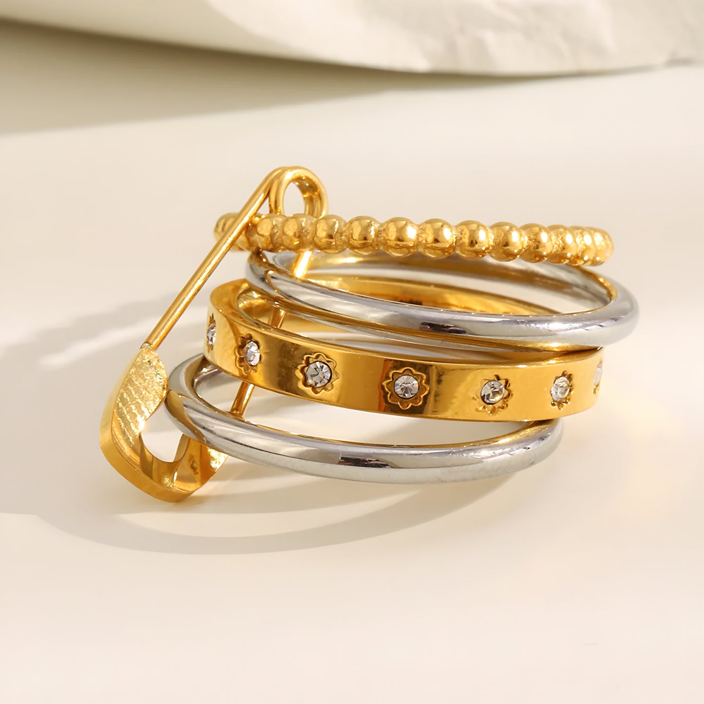 Chloe pin-stack ring